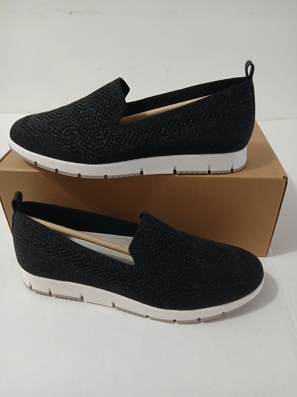 White Mountain Black Knit Slip-On Flats with White Sole Various Sizes $36 - Picture 8 of 12